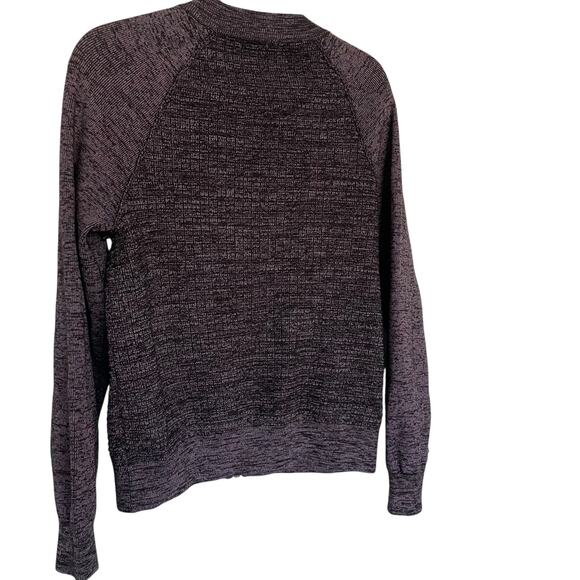 Free People Sweater Women Medium Heather Dark Purple Bomber Jacket Zip Front - Picture 15 of 16